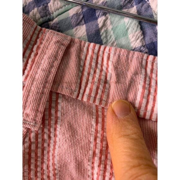 Nautica Seersucker Pink Cotton Burmuda Shorts Cruise Ship Size 34 6366 GUC - Picture 11 of 11
